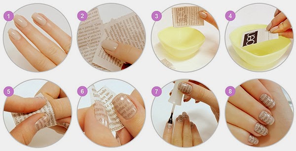 Cómo pintar tus uñas con periódico